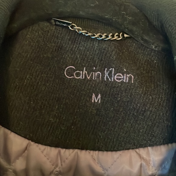 CALVIN KLEIN MENS SIZE M WOOL BLEND PEACOAT JACKET QUILTED LINING POCKET - Picture 2 of 5